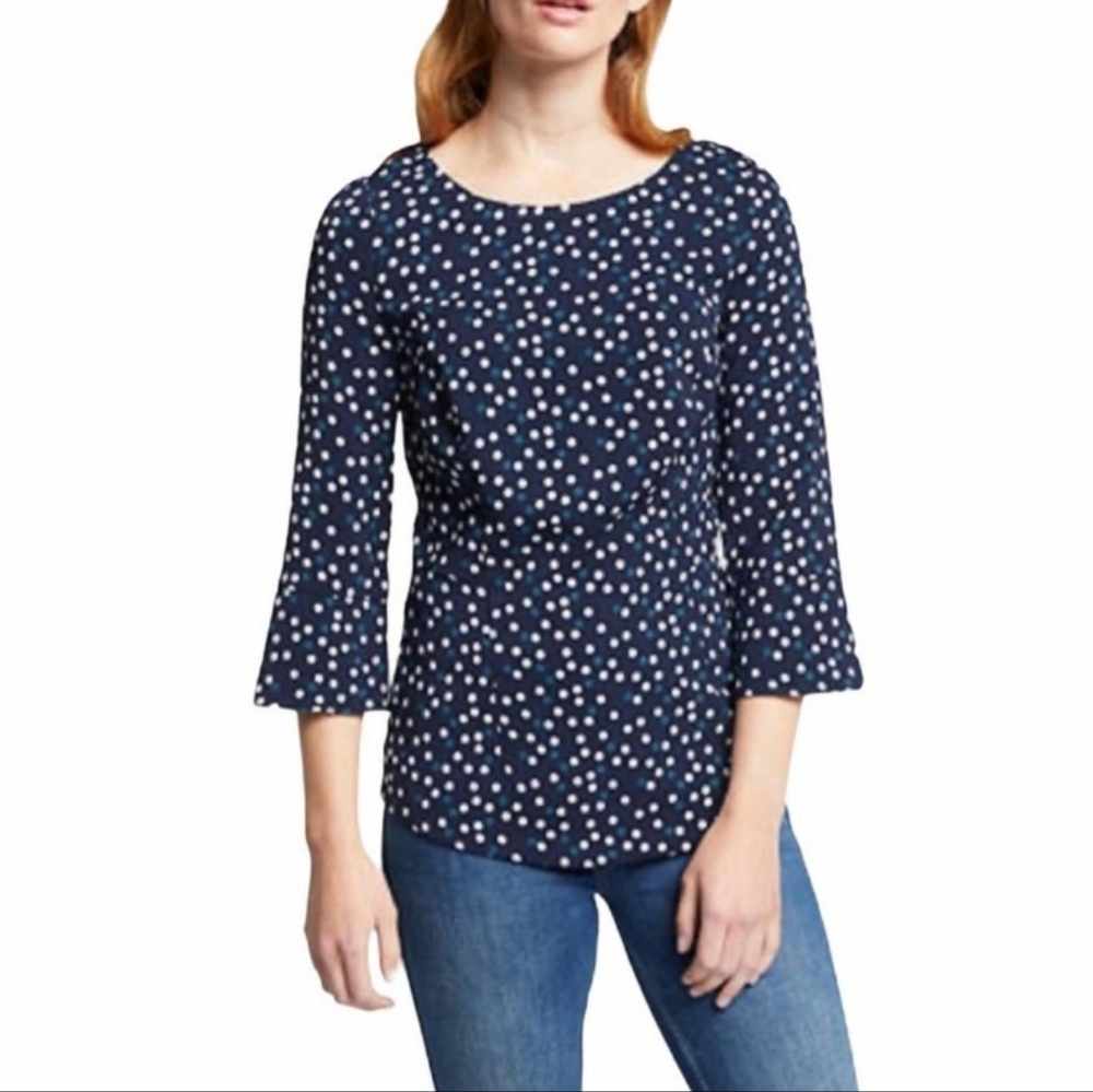 Boden navy polka dot peplum Delia top 6